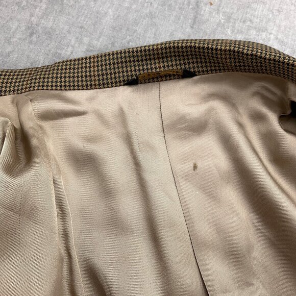 Austin Reed Blazer Men 52R Tan Green Houndstooth Wool Classic Career‎ Dillards - Picture 12 of 15